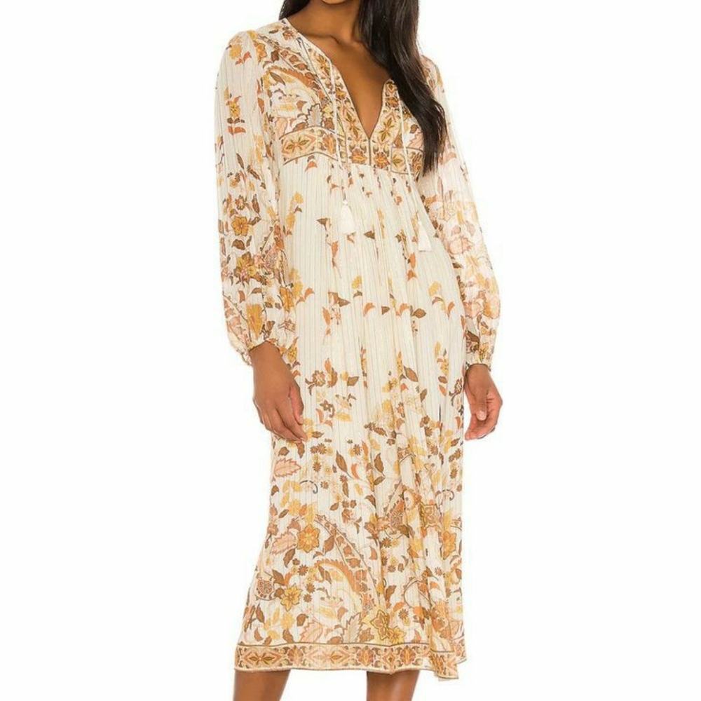 Spell Hendrix Midi Dress Floral Cream